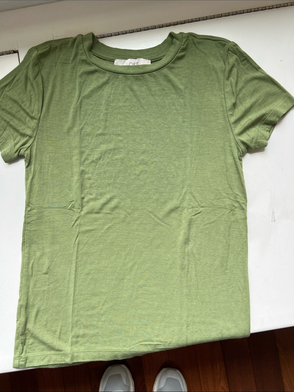 LOFT Light Olive Green Short Sleeve Crewneck Tee